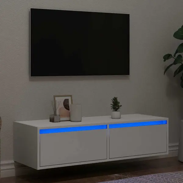 Gossi dulap tv cu lumini led alb 100x35,5x25 cm