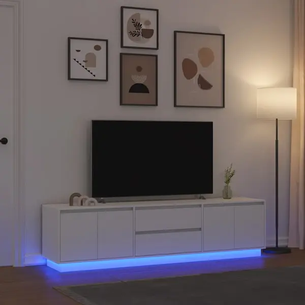 Gossi dulap tv cu lumini led alb 193,5x41x50 cm