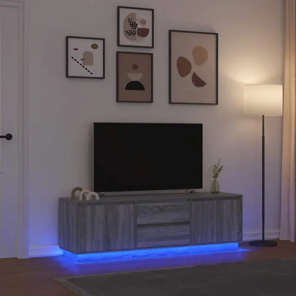 Gossi dulap tv cu lumini led gri sonoma 160,5x41x50 cm