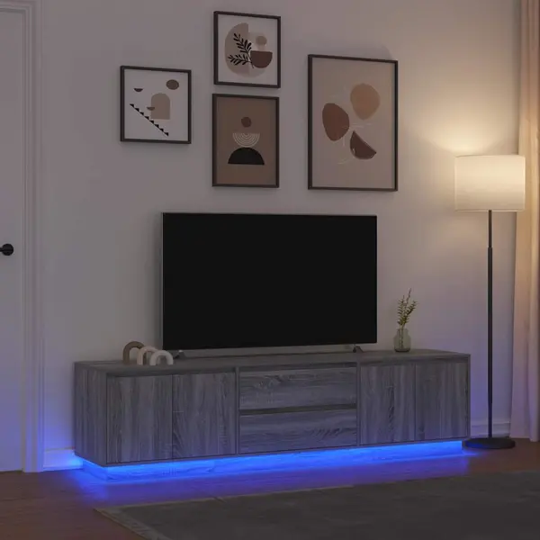Gossi dulap tv cu lumini led, lemn vechi, 100x41x50 cm