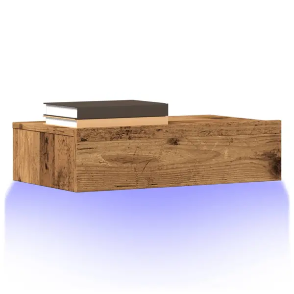 Gossi dulap tv cu lumini led, lemn vechi, 60x35x15,5 cm
