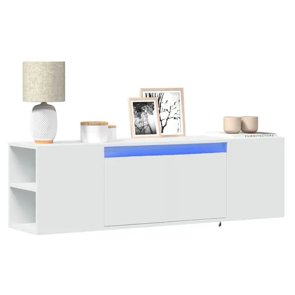 Gossi dulap tv de perete cu lumini led, alb, 135x31x39,5 cm