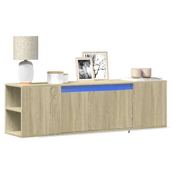 Gossi dulap tv de perete cu lumini led, stejar sonoma, 135x31x39,5 cm
