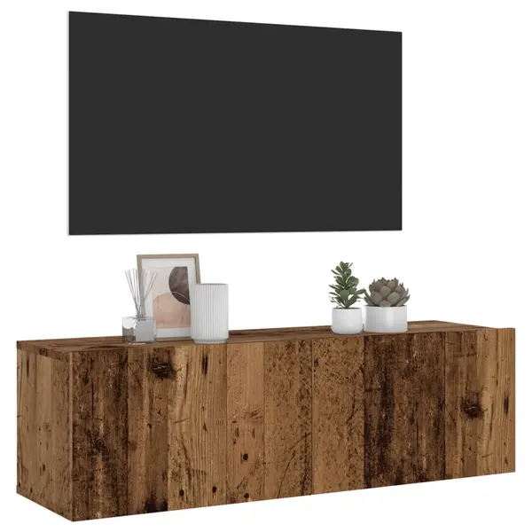 Gossi dulap tv de perete, lemn vechi, 100x30x30 cm, lemn prelucrat