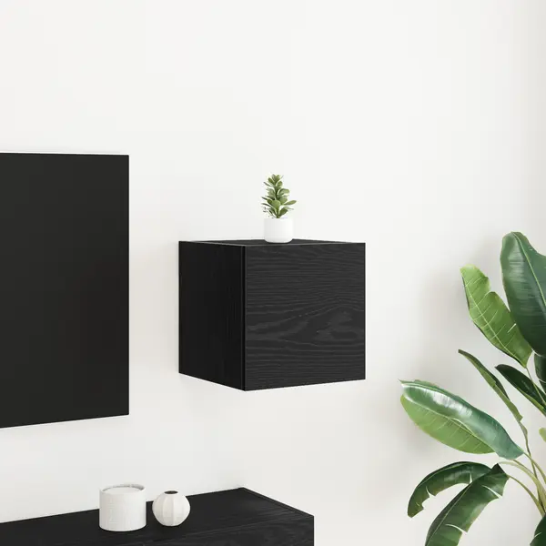 Gossi dulap tv de perete, stejar negru, 30,5x30x30 cm