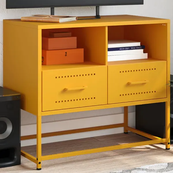 Gossi dulap tv, galben mustar, 68x39x60,5 cm, otel
