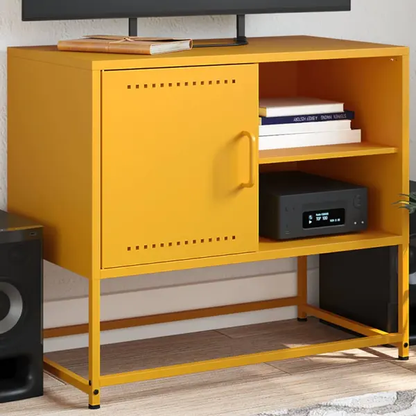 Gossi dulap tv, galben mustar, 68x39x60,5 cm, otel