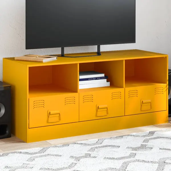 Gossi dulap tv, galben mustar, 99x39x44 cm, otel