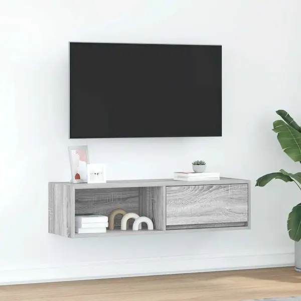 Gossi dulap tv gri sonoma 100x31x25,5 cm lemn prelucrat