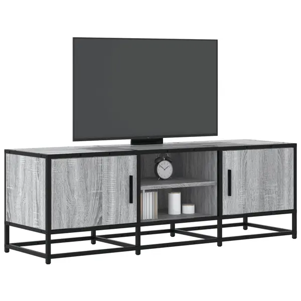 Gossi dulap tv, gri sonoma, 120x35x41 cm, lemn prelucrat si metal