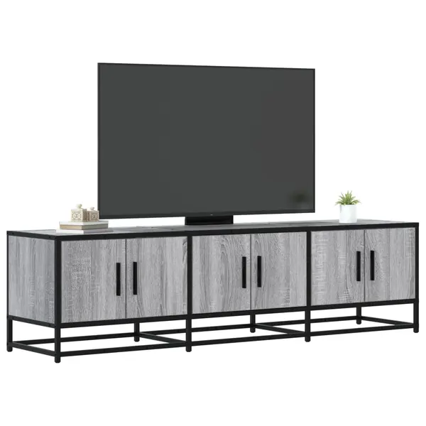 Gossi dulap tv, gri sonoma, 150x35x41 cm, lemn prelucrat si metal