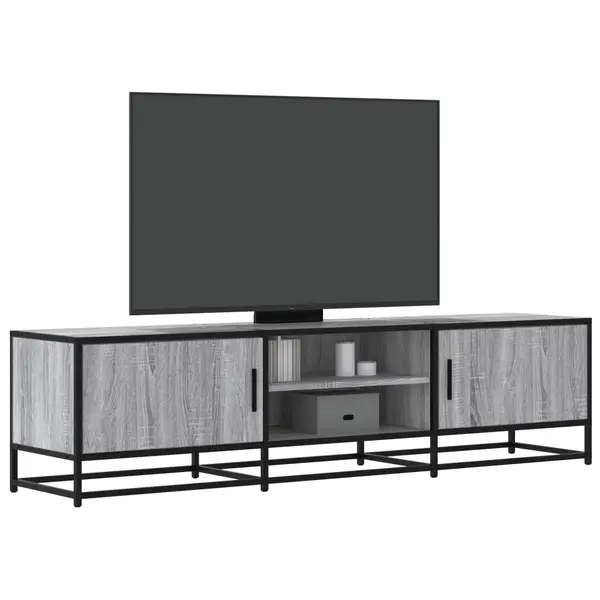 Gossi dulap tv gri sonoma, 160x35x41 cm lemn prelucrat si metal
