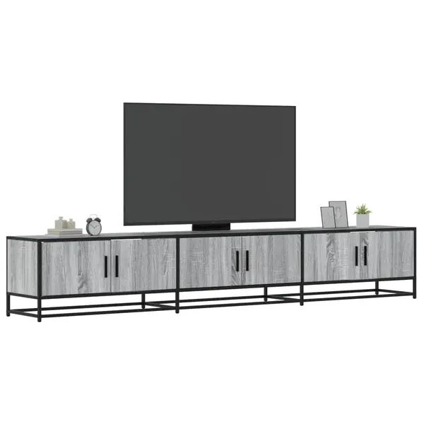 Gossi dulap tv, gri sonoma, 240x35x41 cm, lemn prelucrat