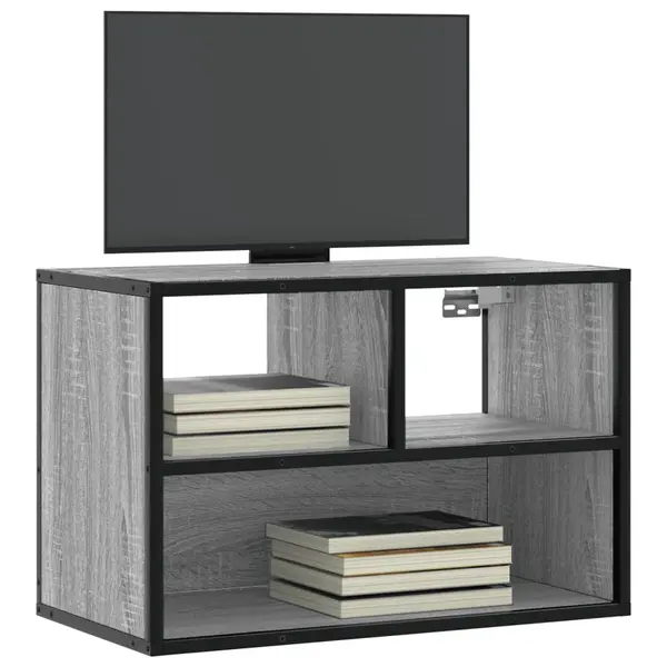 Gossi dulap tv, gri sonoma, 60x31x39,5 cm, lemn prelucrat si metal
