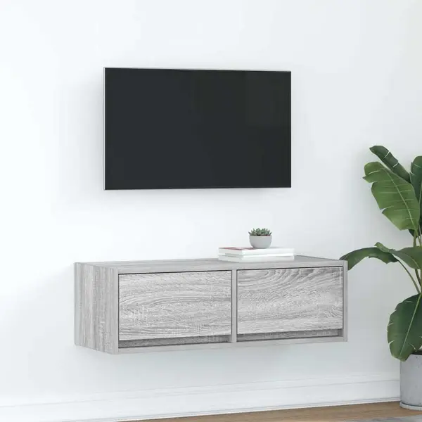 Gossi dulap tv gri sonoma 80x31x25,5 cm lemn prelucrat