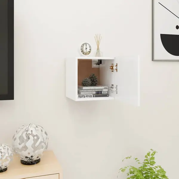 Gossi dulap tv montaj pe perete, alb, 30,5x30x30 cm