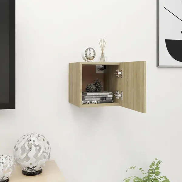 Gossi dulap tv montaj pe perete, stejar sonoma, 30,5x30x30 cm