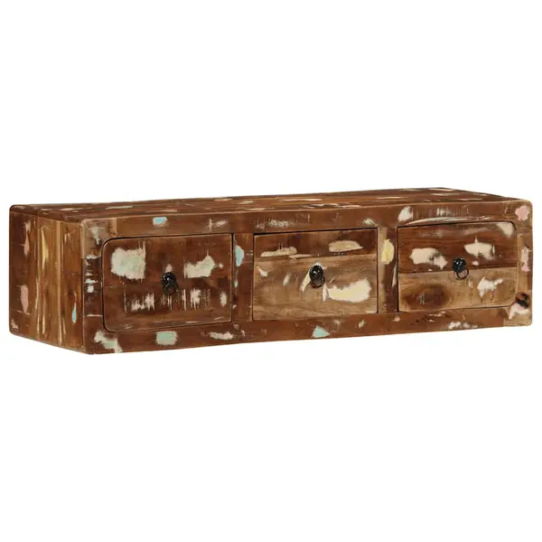 Gossi dulap tv montat pe perete 100x32x25 cm, lemn masiv reciclat