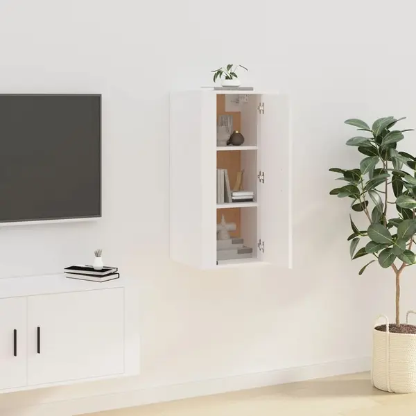 Gossi dulap tv montat pe perete, alb, 40x34,5x80 cm