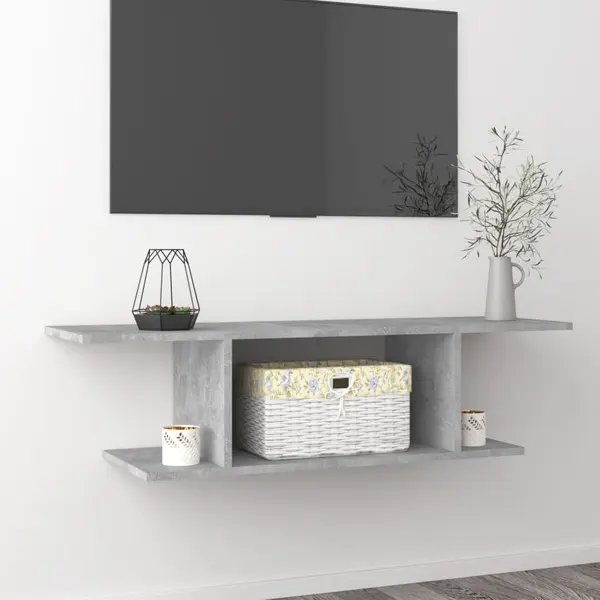 Gossi dulap tv montat pe perete, gri beton, 103x30x26,5 cm