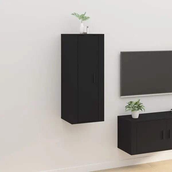 Gossi dulap tv montat pe perete, negru, 40x34,5x100 cm