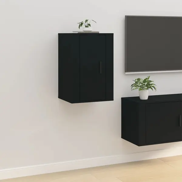Gossi dulap tv montat pe perete, negru, 40x34,5x60 cm