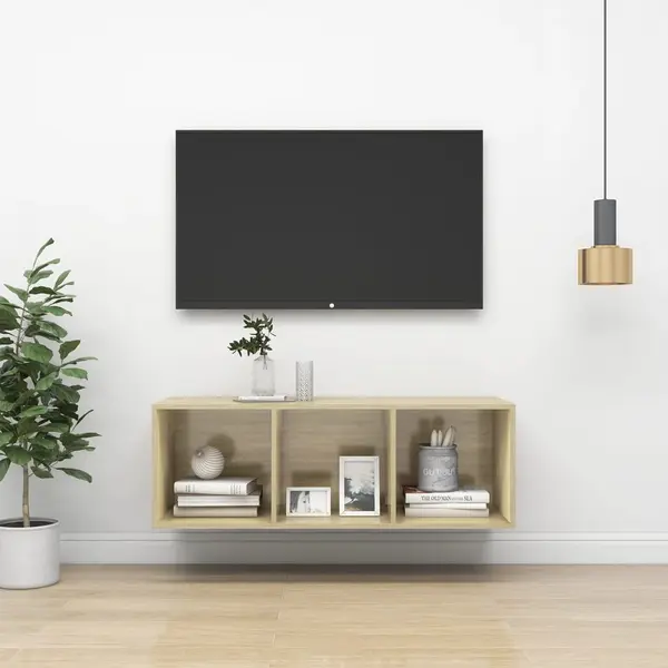 Gossi dulap tv montat pe perete, stejar sonoma, 37x37x107 cm, pal