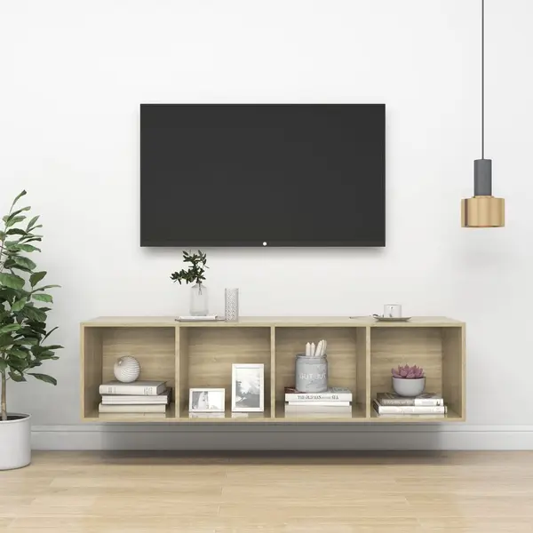 Gossi dulap tv montat pe perete, stejar sonoma, 37x37x142,5 cm, pal