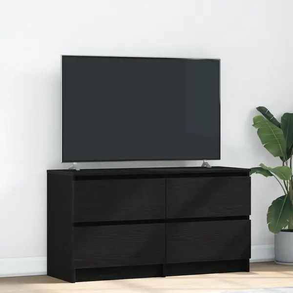 Gossi dulap tv, negru, 100x35x54 cm, lemn prelucrat