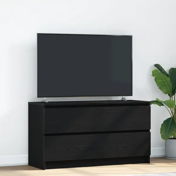 Gossi dulap tv, negru, 100x35x54 cm, lemn prelucrat
