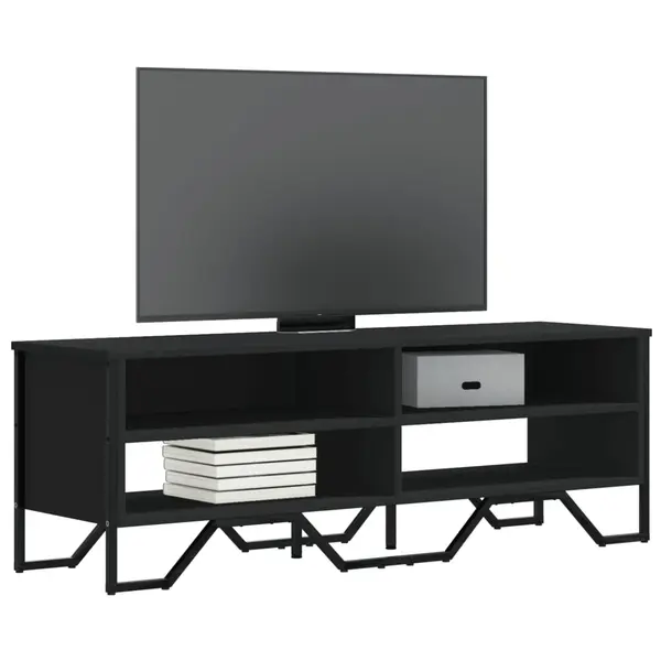 Gossi dulap tv, negru, 122x34x41 cm, lemn prelucrat