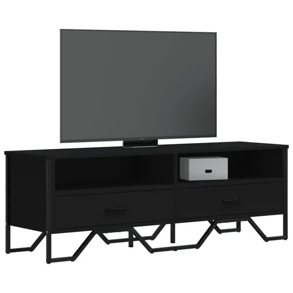 Gossi dulap tv, negru, 122x34x41 cm, lemn prelucrat