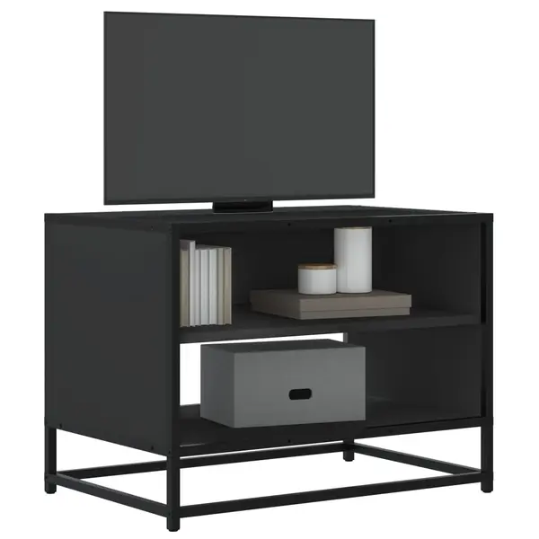 Gossi dulap tv, negru, 61x40x46 cm, lemn prelucrat si metal