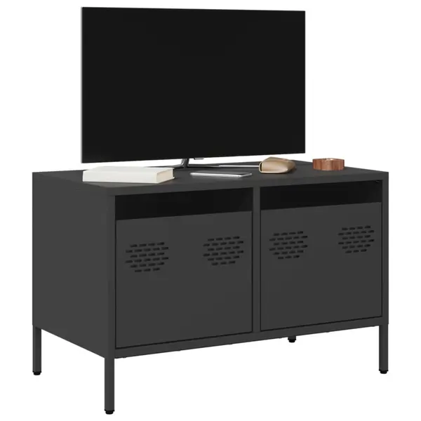 Gossi dulap tv, negru, 68x39x43,5 cm, otel laminat la rece