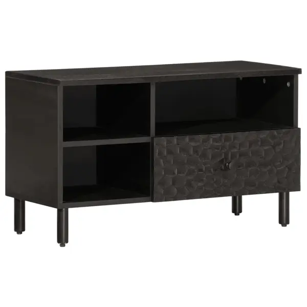 Gossi dulap tv, negru, 80x33x46 cm, lemn masiv de mango