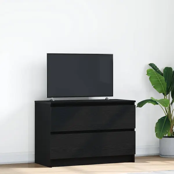 Gossi dulap tv negru 80x35x54 cm lemn prelucrat