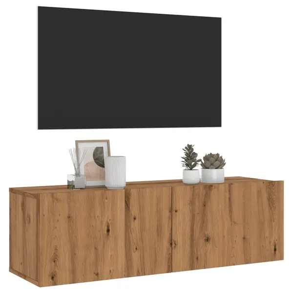 Gossi dulap tv perete, stejar artizanal, 100x30x30 cm, lemn prelucrat