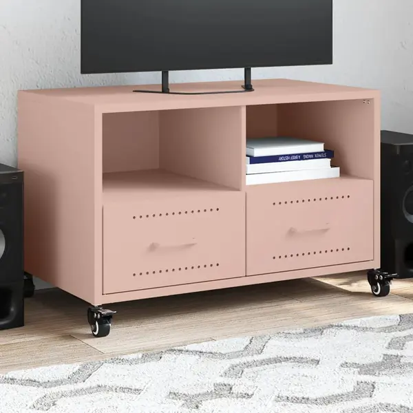 Gossi dulap tv, roz, 68x39x43,5 cm, otel laminat la rece