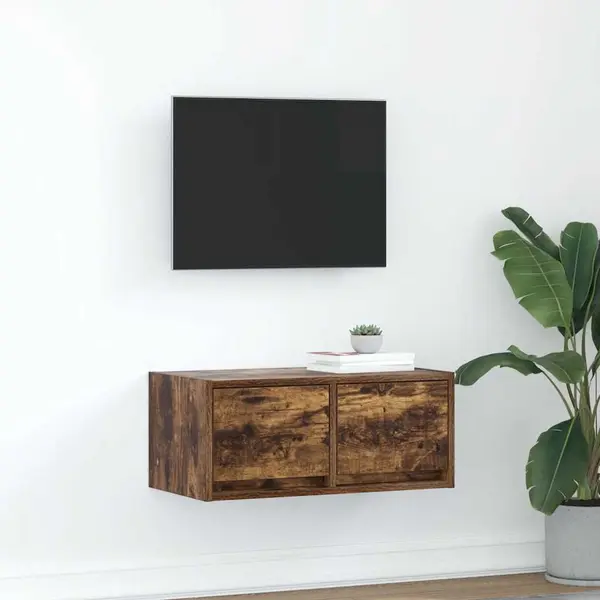 Gossi dulap tv stejar afumat 60x31x25,5 cm din lemn de prelucrare