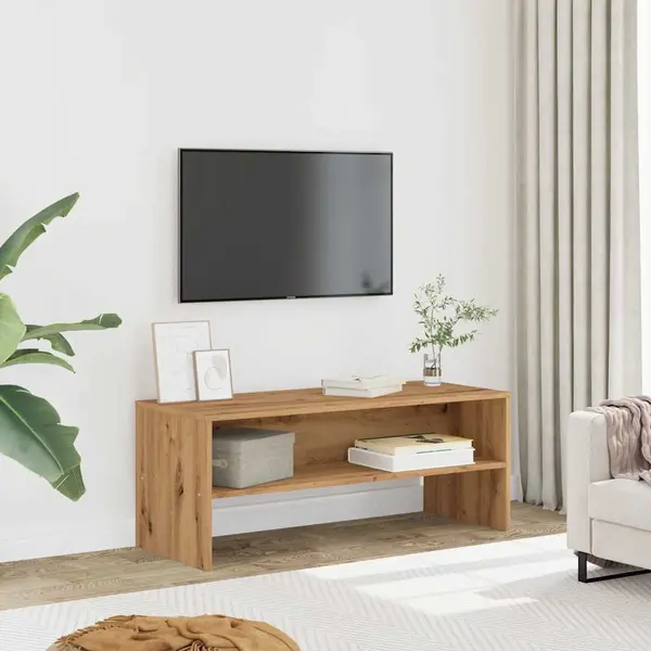 Gossi dulap tv, stejar artizanal, 100x40x40 cm, lemn prelucrat