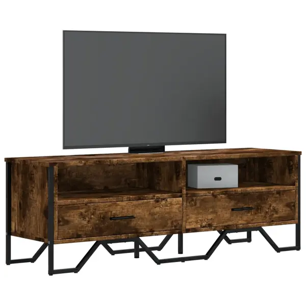 Gossi dulap tv, stejar fumuriu, 122x34x41 cm, lemn prelucrat