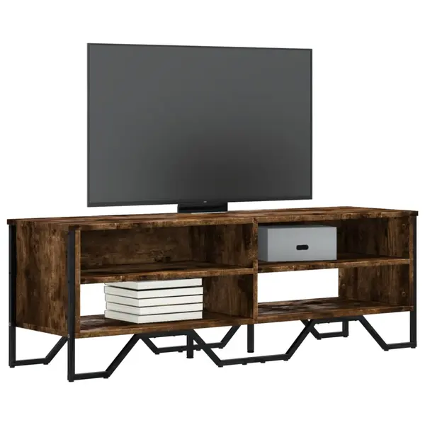 Gossi dulap tv, stejar fumuriu, 122x34x41 cm, lemn prelucrat
