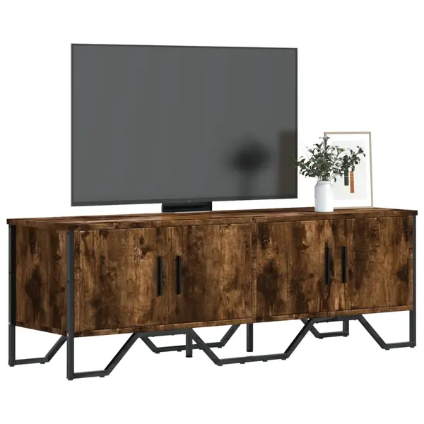 Gossi dulap tv, stejar fumuriu, 122x34x41 cm, lemn prelucrat