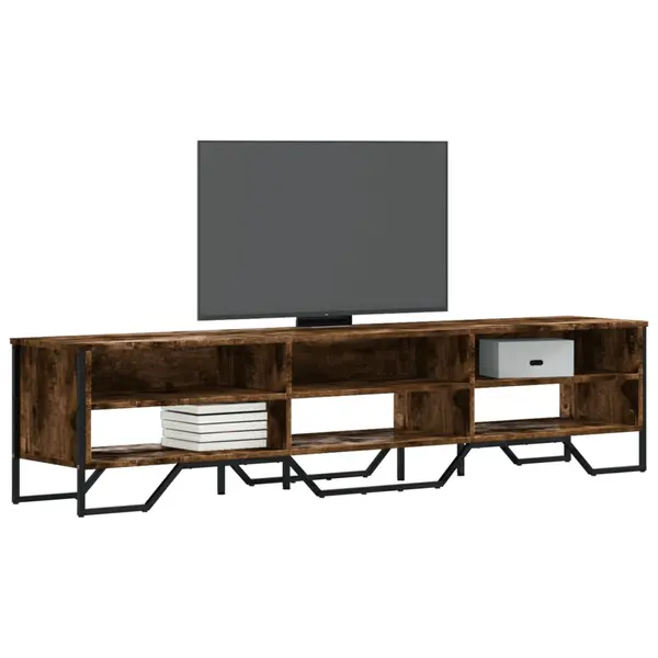 Gossi dulap tv, stejar fumuriu, 180x34x41 cm, lemn prelucrat