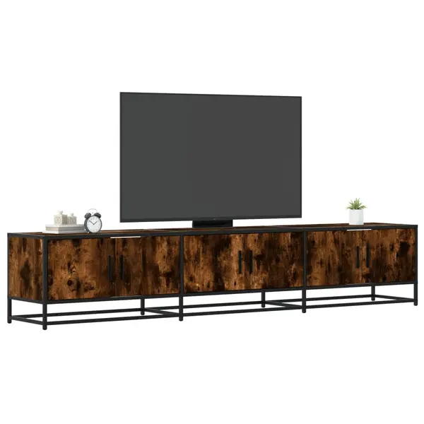 Gossi dulap tv, stejar fumuriu, 210x35x41 cm, lemn prelucrat