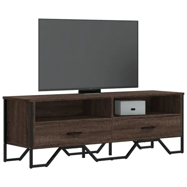 Gossi dulap tv, stejar maro, 122x34x41 cm, lemn prelucrat