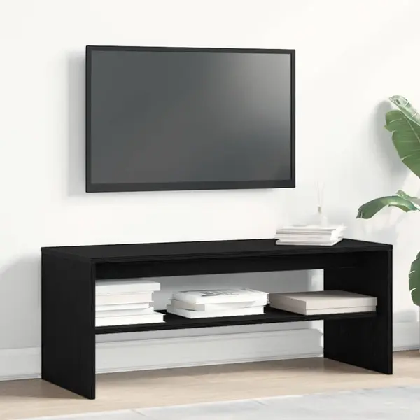 Gossi dulap tv stejar negru 100x40x40 cm lemn prelucrat