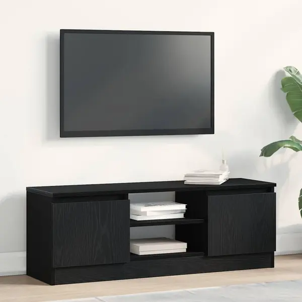 Gossi dulap tv stejar negru 102x30x36 cm lemn prelucrat