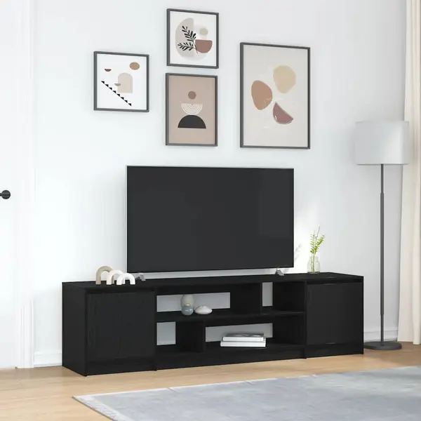 Gossi dulap tv stejar negru 188,5x41x50 cm lemn prelucrat