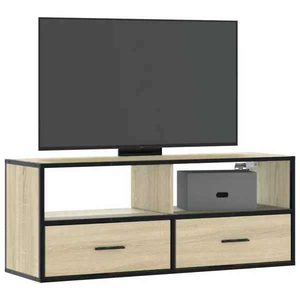 Gossi dulap tv stejar sonoma, 100x31x39,5 cm, lemn prelucrat si metal